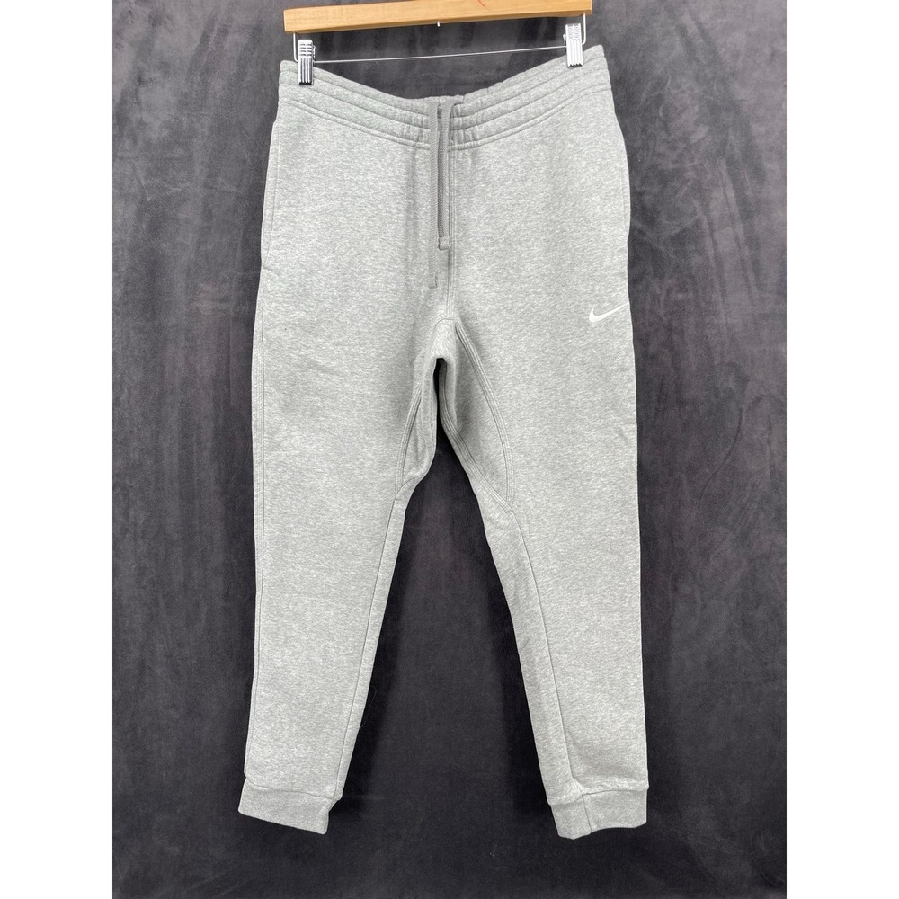 Nike Men's Gray Fleece Jogger Sweatpants Size‎ M Tapered Swoosh Logo